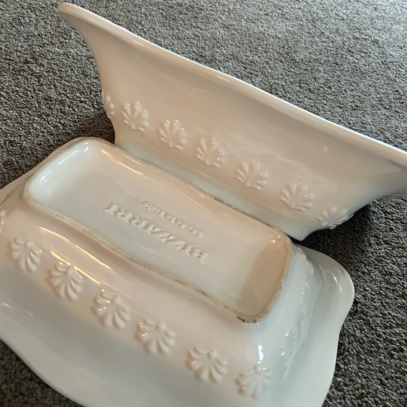 1950’s BIZZIRRI Made Italy Off White Scalloped Ceramic Rectangle Serving Dish x3 - Picture 9 of 11